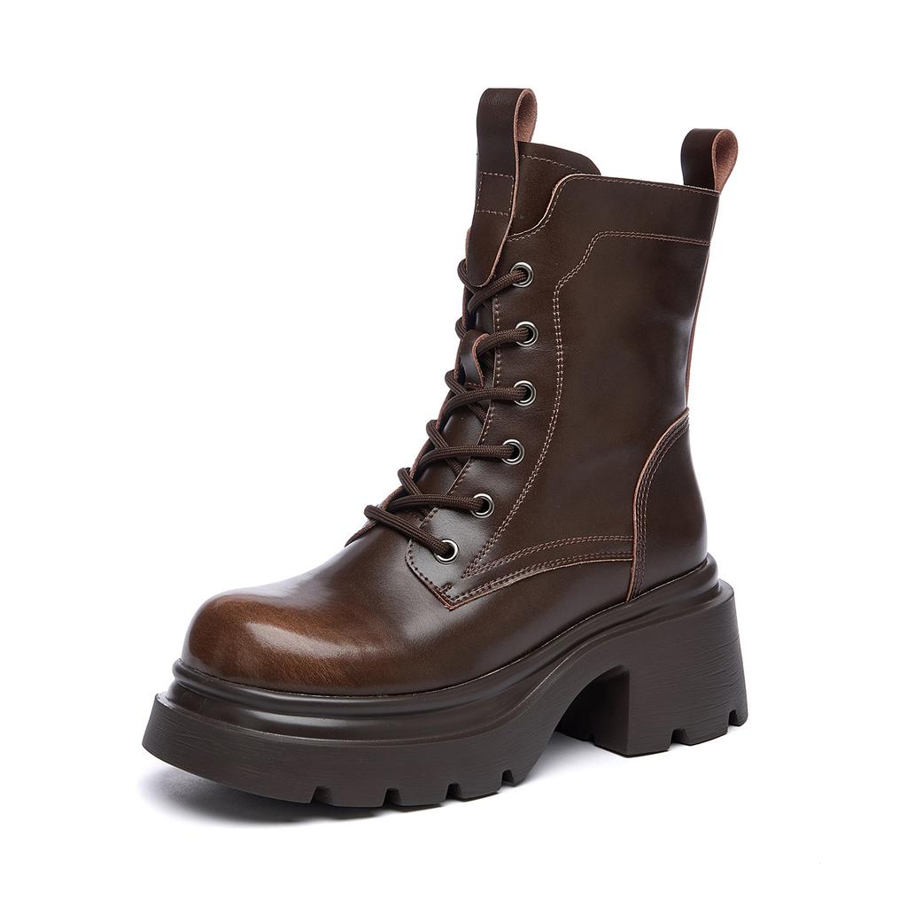 British Martin Boots Women's 2026 Spring and Autumn New Fashion Versatile Leather Retro Rub Color Platform Casual Boots