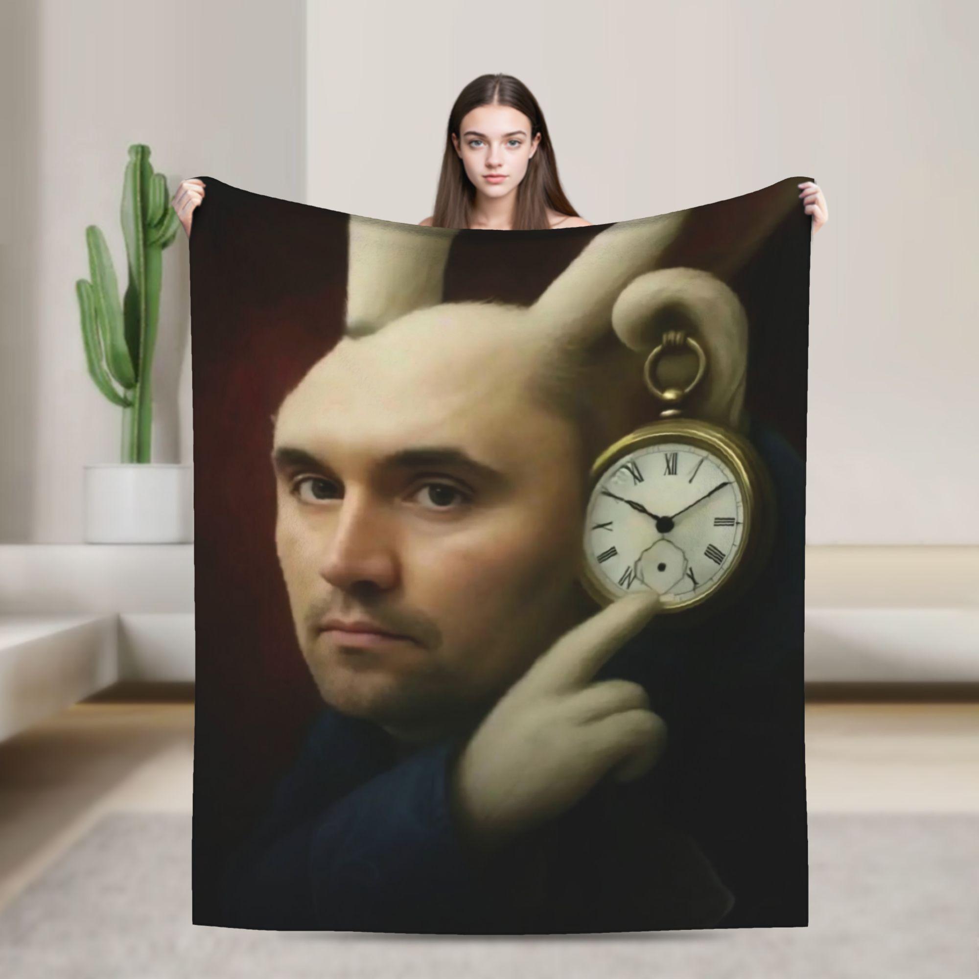 

Charlie Kirk Creative Meme Funny Blankets Velvet Printed Blue Baby Multifunction Lightweight Throw Blankets for Home 75x90cm