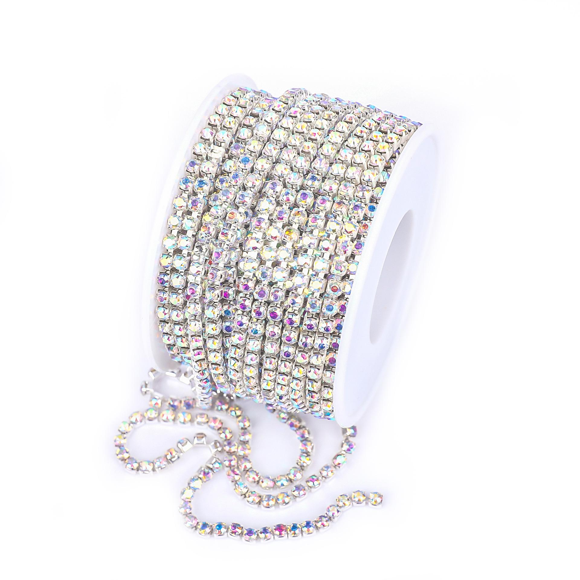 Мягкая серебряная/золотая красная AB белая бриллиантовая стразовая цепочка для украшения одежды (СС4.5-СС18) 2.8mm 5 yards