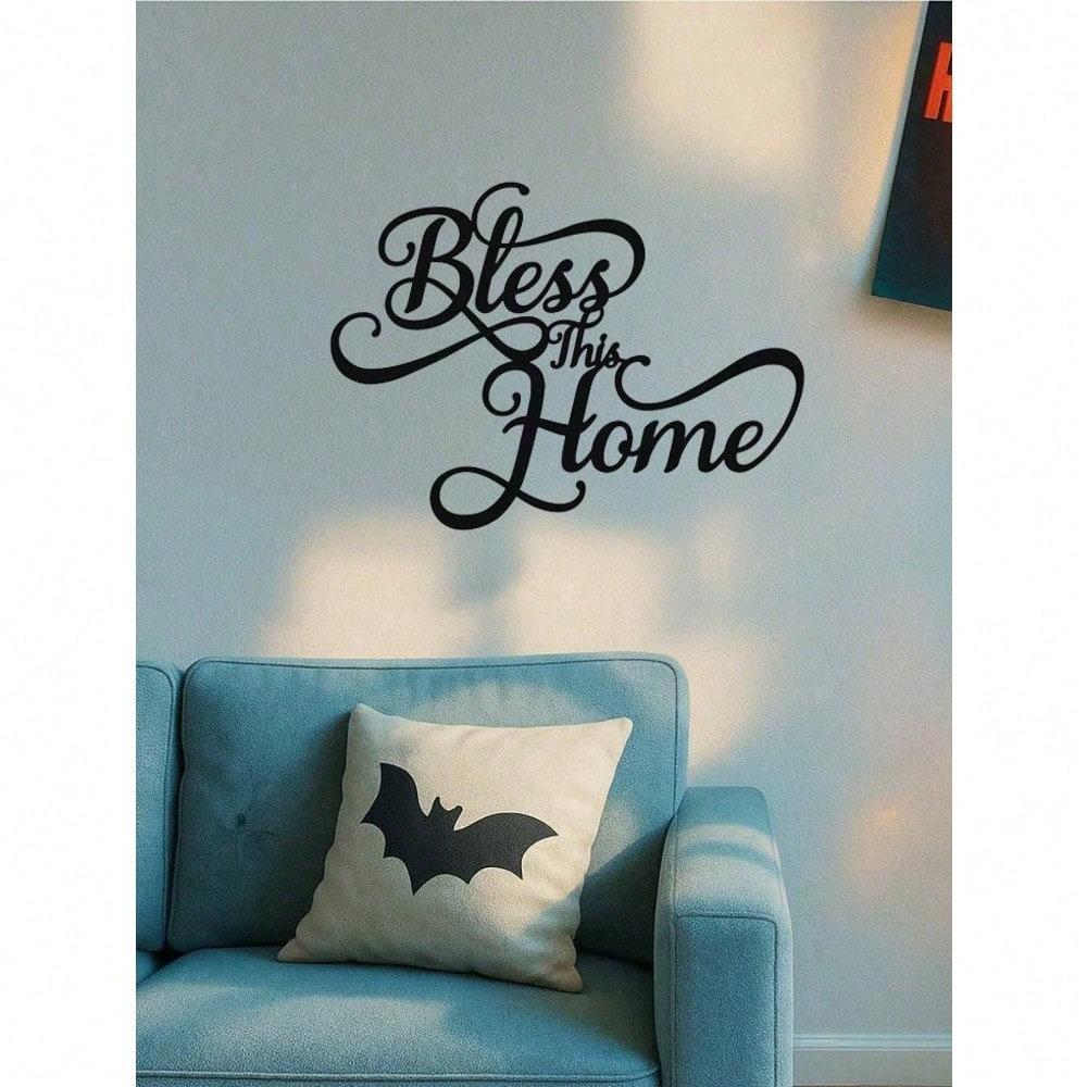 Modern Metal Wall Art Bless This Home Farmhouse Decor Waterproof Rust Resistant Sign for Living Room Bedroom Bathroom Kitchen Housewarming Gift