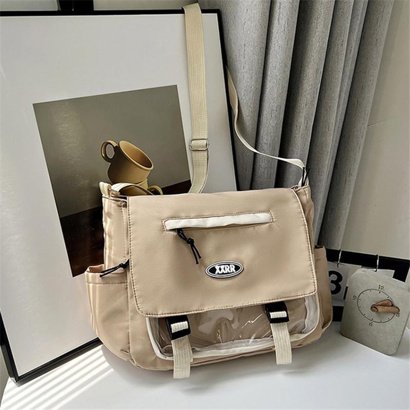 Teenage Stylish Shoulder Bag with PVC Pouch Teen Campus Messenger Bag Top Cover Type School Crossbody Bags for Student Daily Use