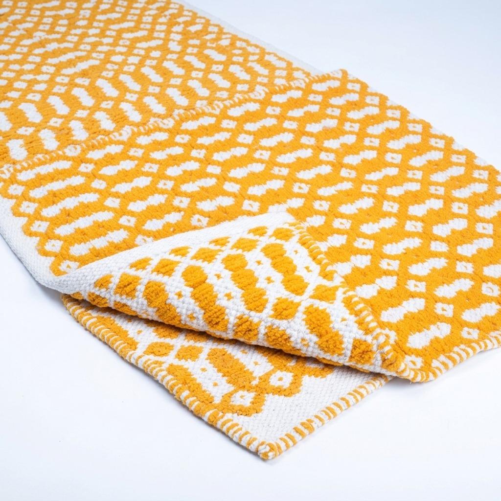 50x70cm Handwoven Cotton Chenille Doormat, Honeycomb Textured Entrance Mat, Non-Slip Washable Absorbent Floor Rug for Kitchen Bathroom Hallway Bedroom