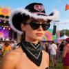 3Pcs Western Outfits Cowgirl Hat Bandana Western Cowboy Costume Accessories for Halloween Party Dressing Up Pretend Play