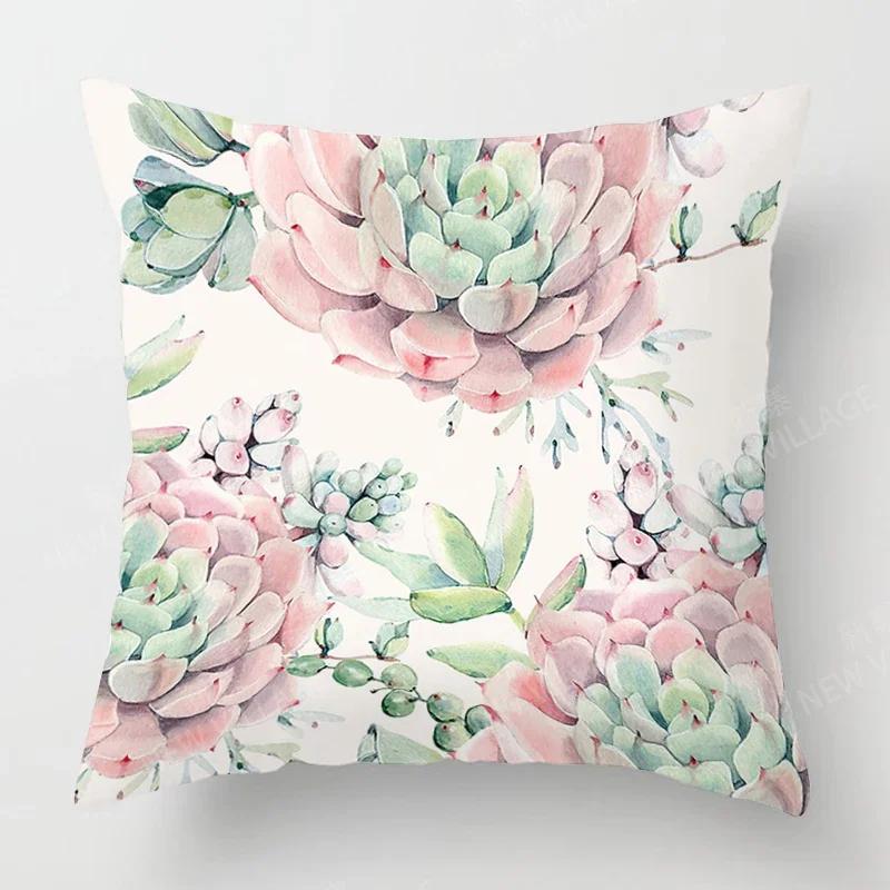 Nordic Fall Home Decor Autumn Throw Pillow Case Sofa Cushion Cover Modern 45X45Cm 45*45 50X50Cm 60X60 40X40Cm Plant Green Leaf