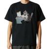 Funny Cat Working On Computer Graphic TShirt Unisex Cute Office Cat Meme Short Sleeve Casual Streetwear Top Versatile