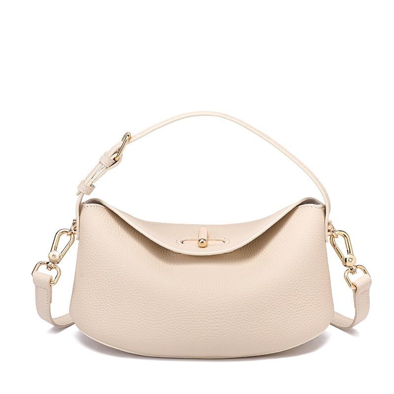 Leather Simple Women's Messenger Bag Cowhide Trendy Hand Bucket Bag New Lightweight Casual Shoulder Bag