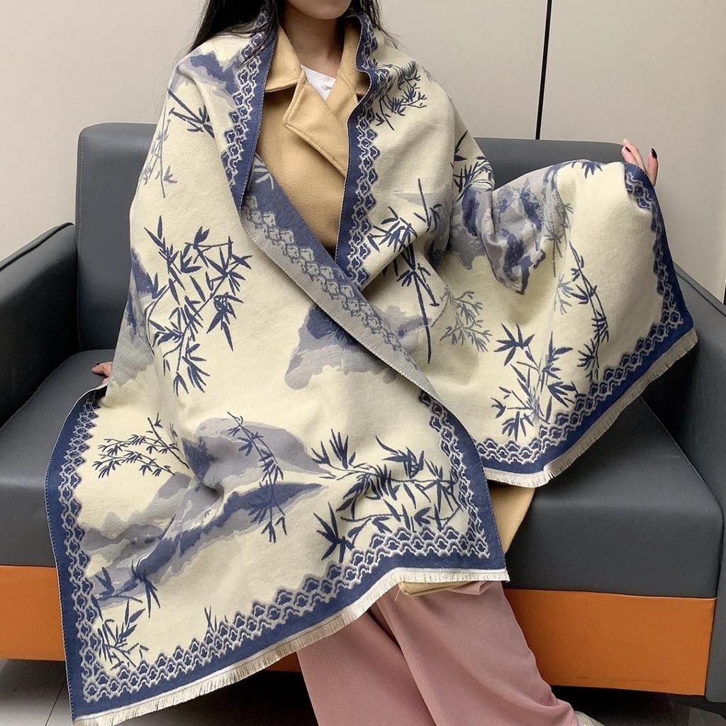 Liu Yifei Long Scarf Women's Winter Neck Warmer - High-End Imitation Cashmere Knitted Shawl