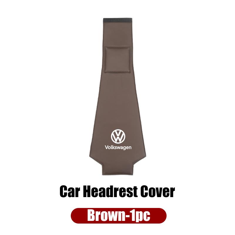 Leather Car Headrest Anti Dirty Protective Cover For VW Tiguan CC Jetta Polo Golf Passat Scirocco T-ROC TouaregNO4