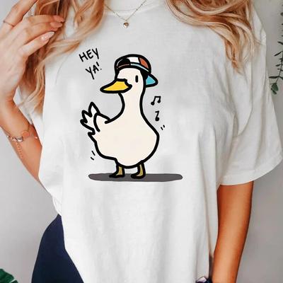 Hey Ya Canard Danseur Canard Dessin Animé Drôle T-shirt Imprimé Canard Été Femmes Rue Tendance Vêtements Mode Femme