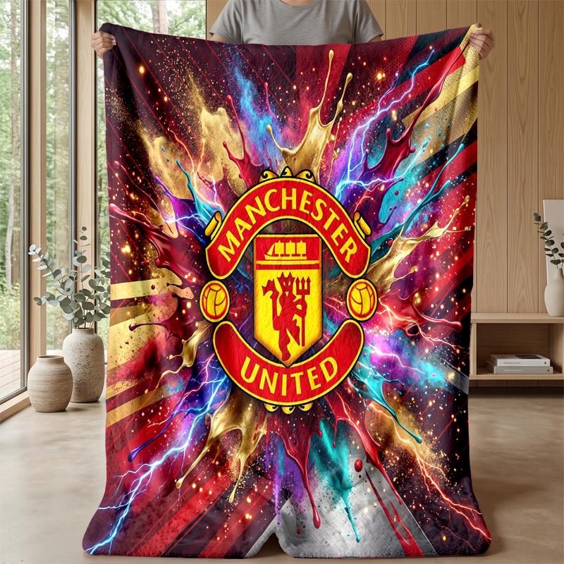 Manchester United Theme Blanket Soft Flannel Blanket Plush Throw Blanket Cozy Sofa Bed Blanket for Home Decor
