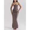 Sexy Backless Mermaid Evening Dress Slim Fit Solid Color Strapless Long Party Gown Women