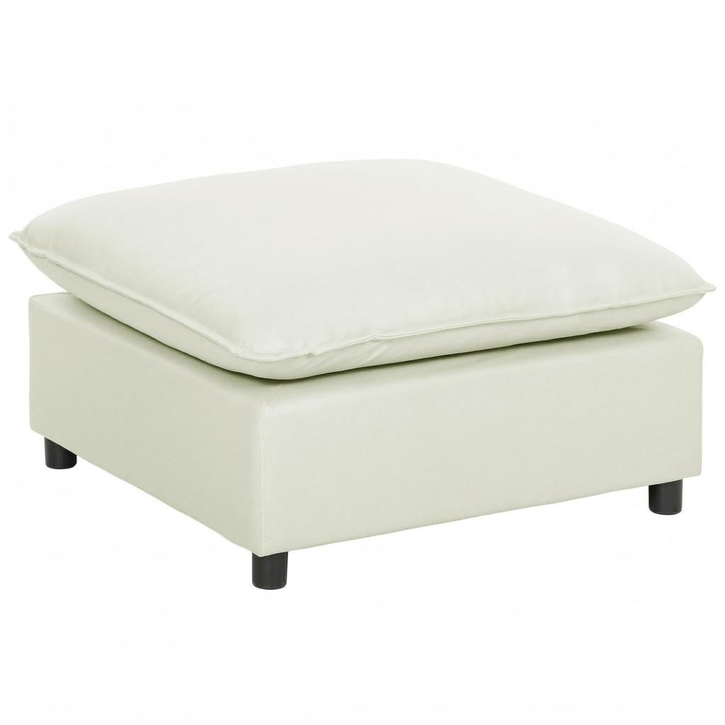 Footstool Modern Fabric Ottoman with Plastic Legs for Living Room and Bedroom, 75 cm, Cream White