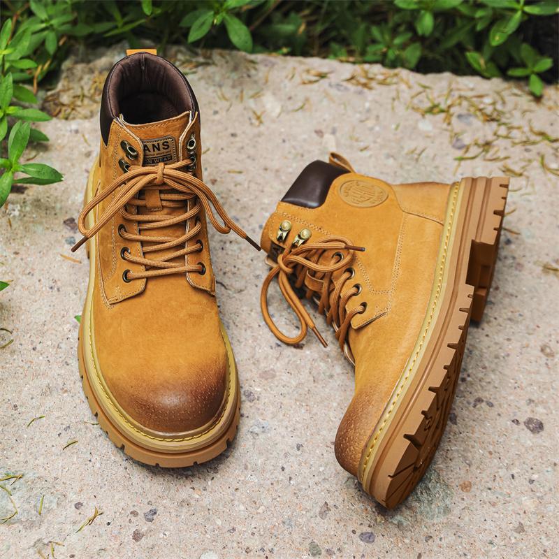Fashion Handmade Men's Motorcycle Basic Boots High Top Man Shoes Men Stylish Lace-Up Botas New Trend Male Leather Casual Outdoor Shoes