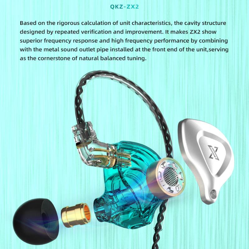 QKZ ZX2 Ear -in -ear Headphones Metal Headphone Cable Control Heavy Bass Headset Mobile Phone Running Headset
