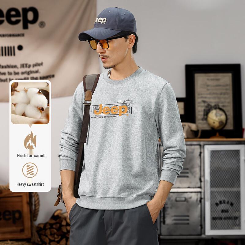 JEEP Loose Fit Crew Neck Fleece Sweatshirt 4XL