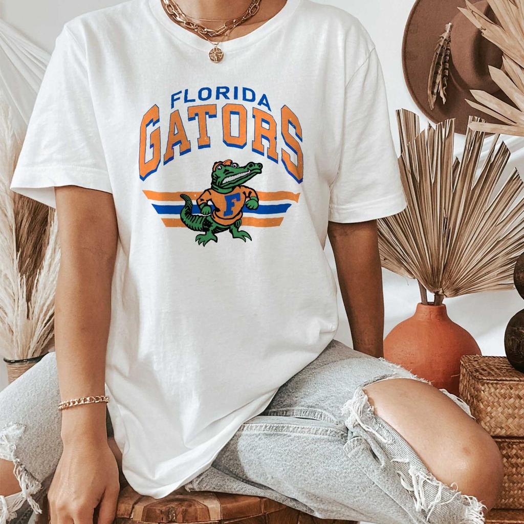 T-shirt Grafica Mascotte College Vintage, Maglietta Stile Sportivo Gator Retrò