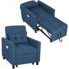 Foldable Armchair Bed with Adjustable Backrest and Cushion, Blue