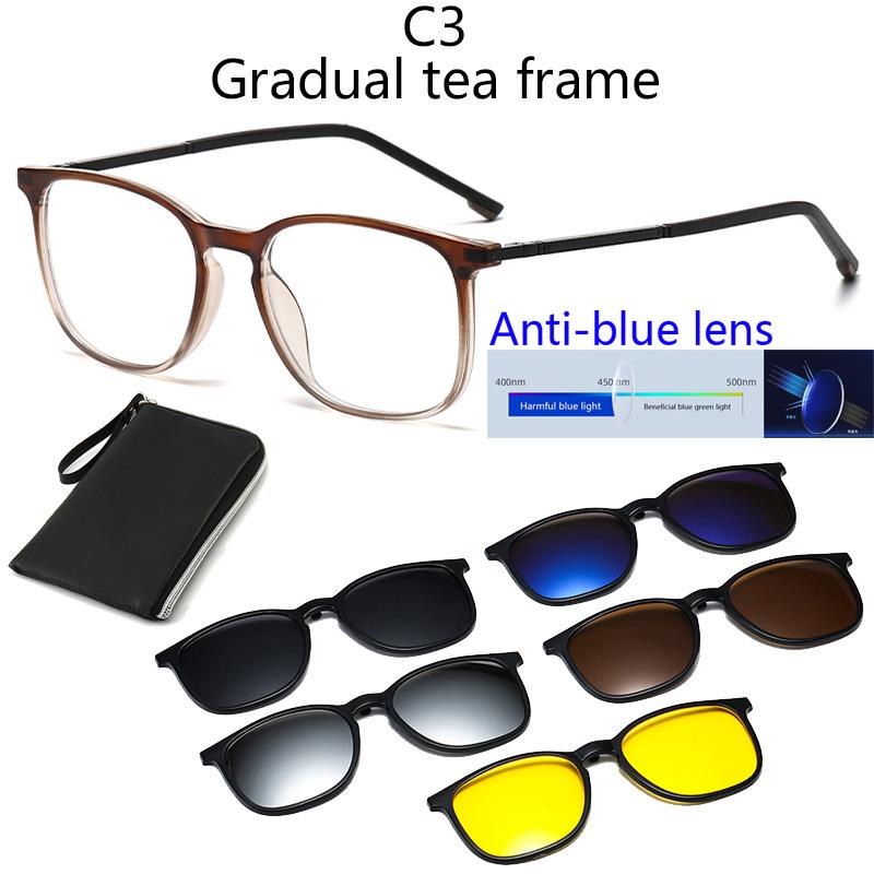 Anti Blue Light Blocking Lens Myopia Sports Magnetic Mirror Sets Polarized Square Sunglasses Sping Hunge Big Metal Frame