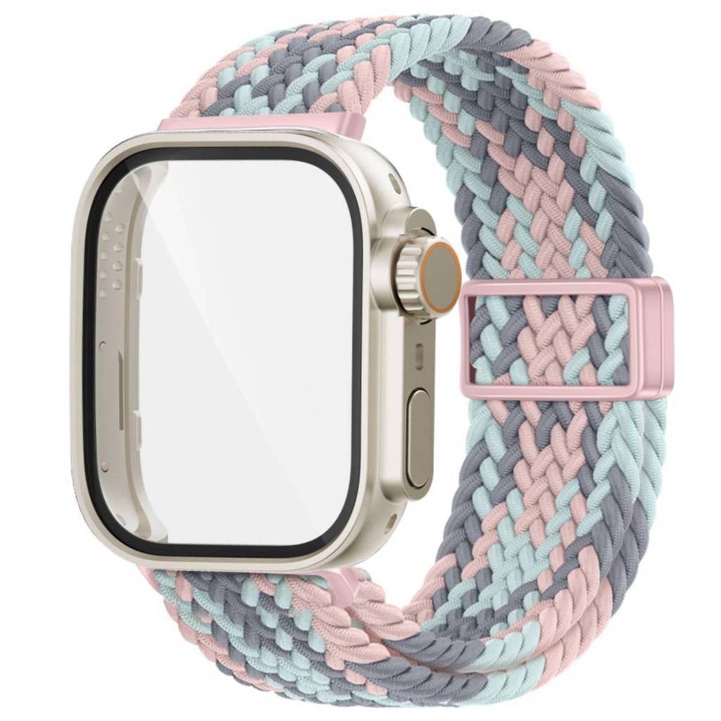 

Nylon Braided Strap+Tempered Glass Case for Huawei Fit 4/ Fit4 Pro Screen Protector Frame Cover Adjustable Band for Huawei Fit 3 for Huawei Fit 4