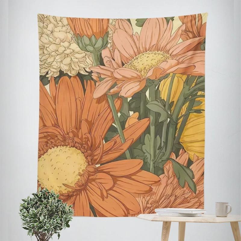 Succulent Plants Flowers Decorative Tapestry Home Wall Decor Office Living Room Tapestry