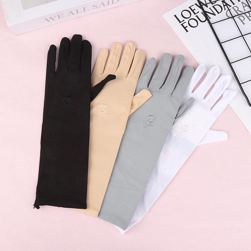 1Pair Mittens Sunscreen Driving Gloves Stretch Women Anti Uv Mid-Long Breathable Glove For Spring Summer Thin Gloves