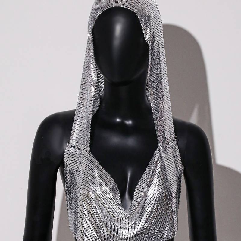 Summer Metallic Sequin Crop Top For Women Streetwear Fashion Statement