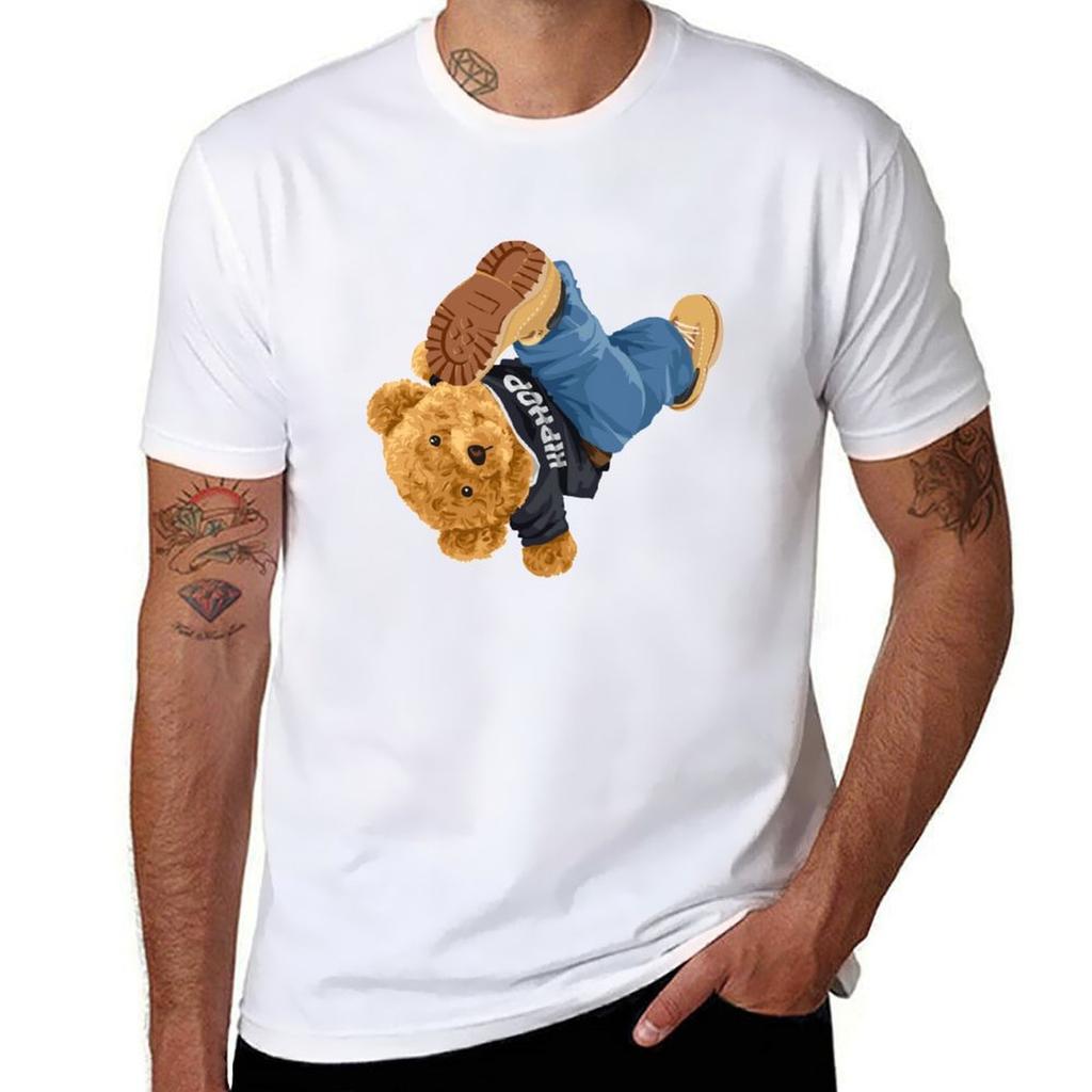 Cute Breakdance Bear Adograble TShirt Vintage Style Printed Top