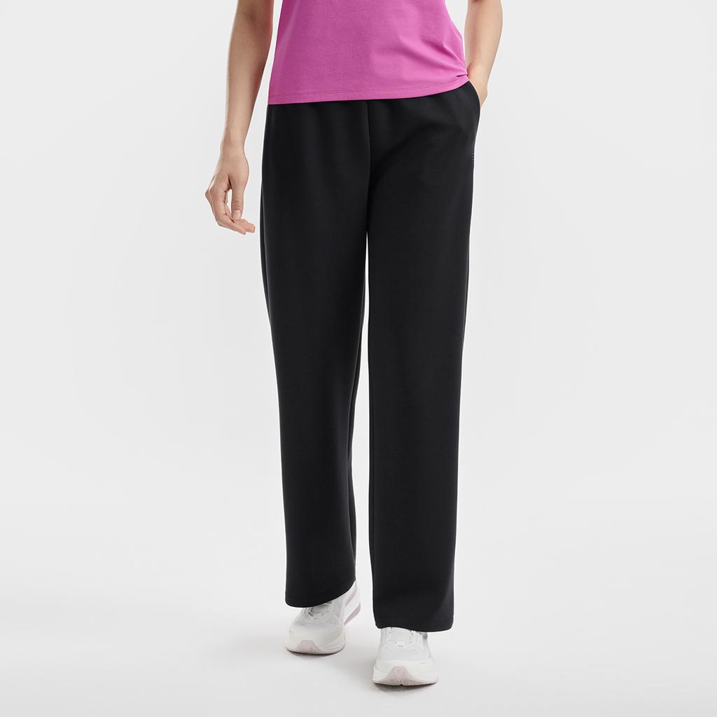 Fila Fitness Fashion Simple Classic Training Casual Comfortable Straight Leg Knit Sports Pants Women Bottoms Deep-Black A11W621606FBK