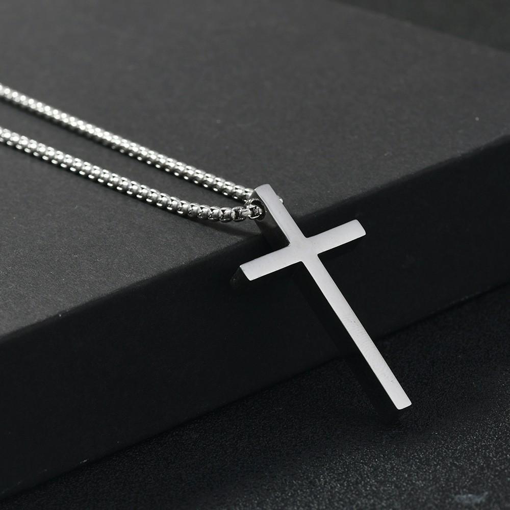 Titanium Steel Cross Necklace for Men & Women - Douyin Bestseller, Stainless Steel Sweater Chain, Niche & Personalized Design