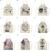 Sleeveless Apron Stain Repellent Linen Strong Absorbent Cactus Pattern Cooking Bib Kitchen Supplies