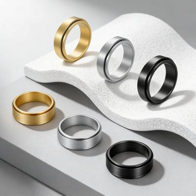 Rotatable 6/8mm Titanium Steel Men's Outdoor Couple Ring