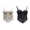 Sleeveless Lace Corset Slim Fit Crop Tops Elegant Suspender Vest  Spring Summer