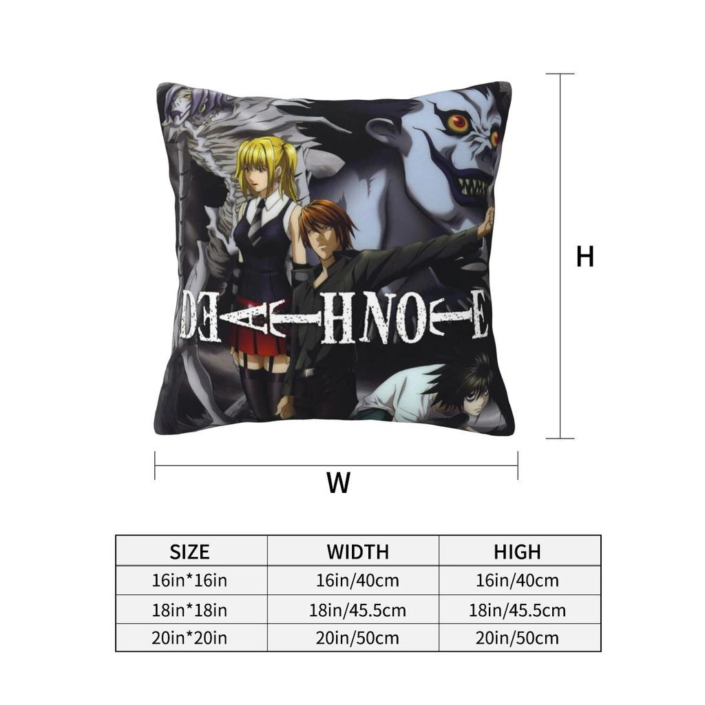 Anime DEATH NOTE Kissenbezug Heimdekoration Polyester Kissenbezug für Sofa Dekokissenbezug Resuable Funda Cojines 45x45