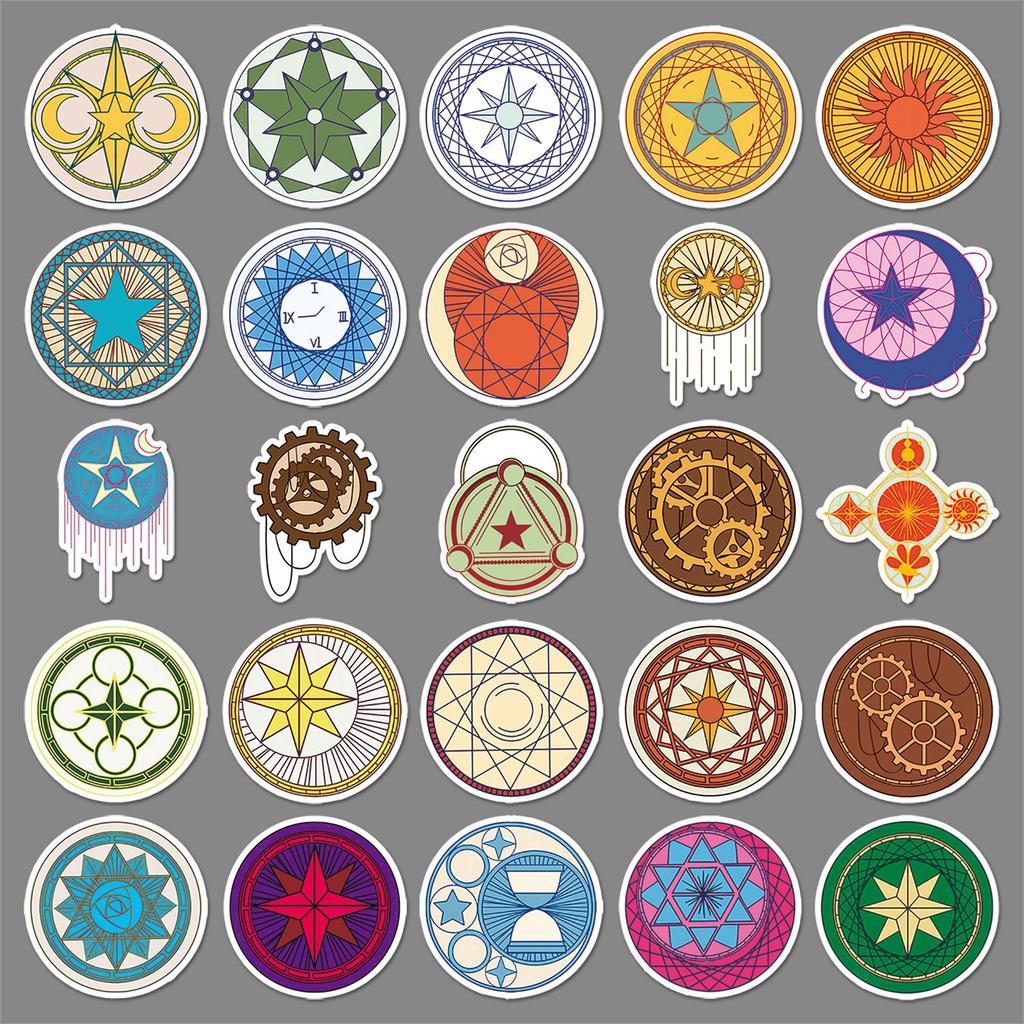 50 Magic Circle Personalized Doodle Cartoon Witch Decorative Laptop Suitcase Stickers