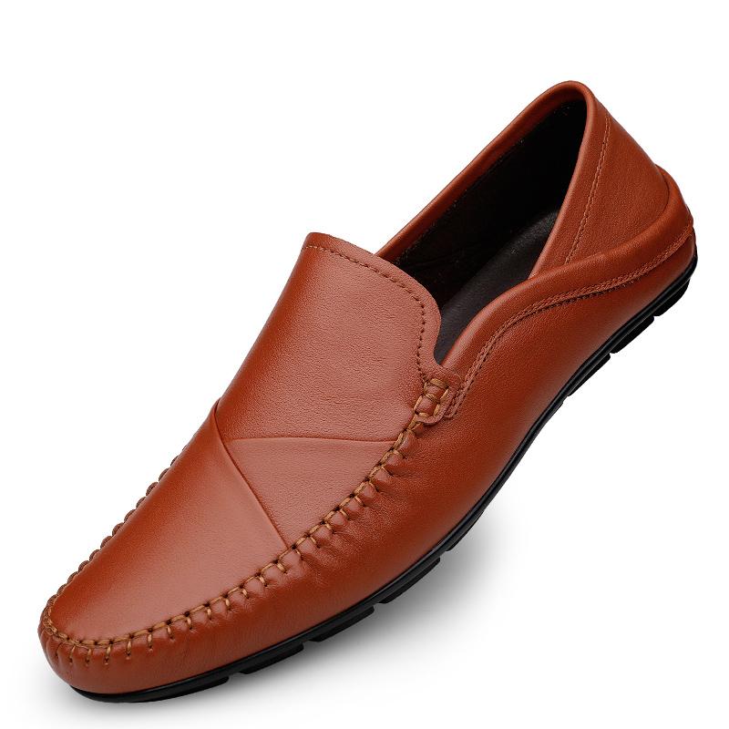 

Модные мужские туфли из натуральной кожи Мужские лоферы Slip On Деловые повседневные кожаные туфли Классические мягкие мокасины Hombre Дышащая обувь Плоские туфли 45 коричневый