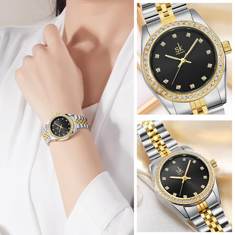Ladies Watch Women'S Steel Belt Watch Business Light Luxury Fashion Waterproof Diamond Quartz Watch 0156