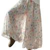 Frühlingsherbst Französischer Stil Floral Palazzo Hose Damen Hohe Taille Locker Boho Print Weitbein Hose mit Drapierung Bequem Elegant