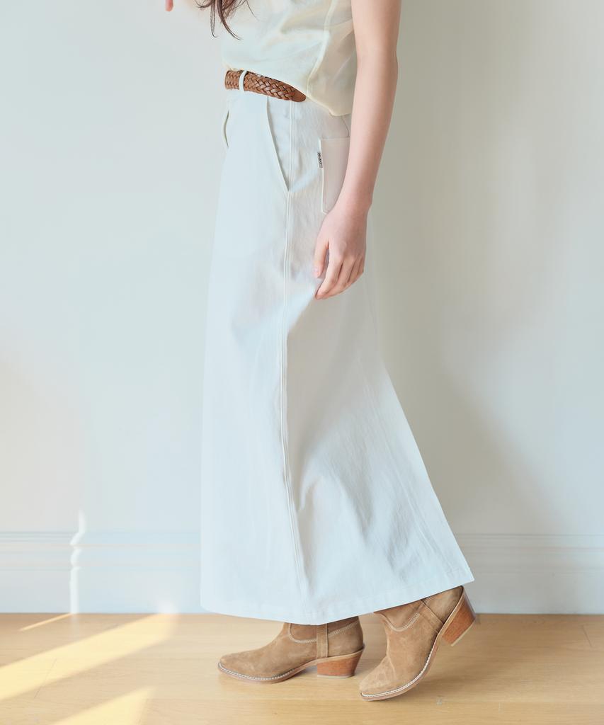 Hombadittingjeu Cotton Slit Long Skirt (Ivory)