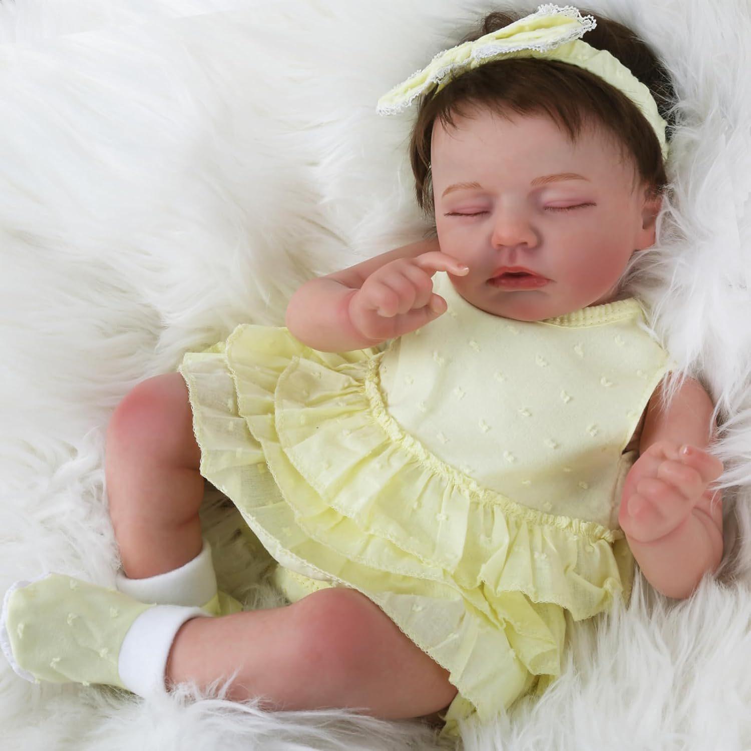 

19 Inch Rebirth Doll Silicone Vinyl Full Body Realistic Newborn Girl Interchangeable Clothes Colorful Simulation Baby Doll Children s Toy Gifts 19 inch Half rubber doll жовтий