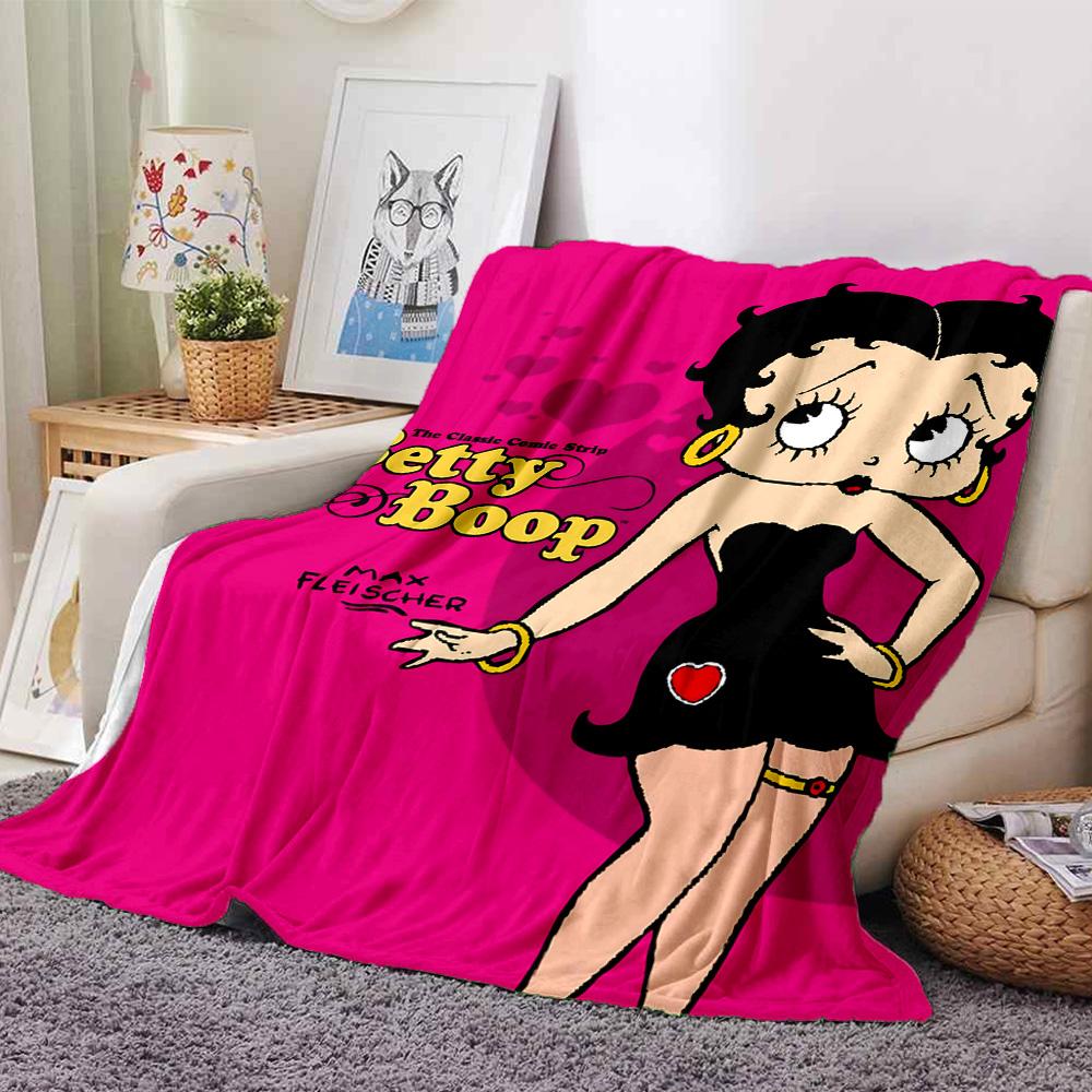 1pc Betty Boop Moon Flannel Blanket,Ultra Soft Warm Plush Throw for Home Bedroom Bed Sofa Cover Camping Picnic gift Y72430