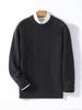 Men's Business Casual Thick Wool Jacquard Sweater - Round Neck, Solid Color, Long Sleeve Base Layer