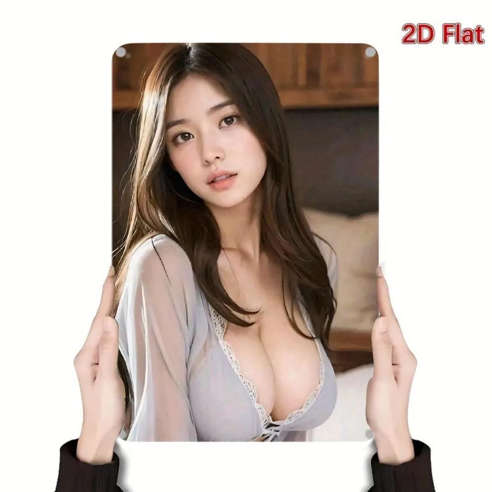 Vintage Metal Wall Art Sign Retro Woman 2D Iron Plaque for Home Bar Decor