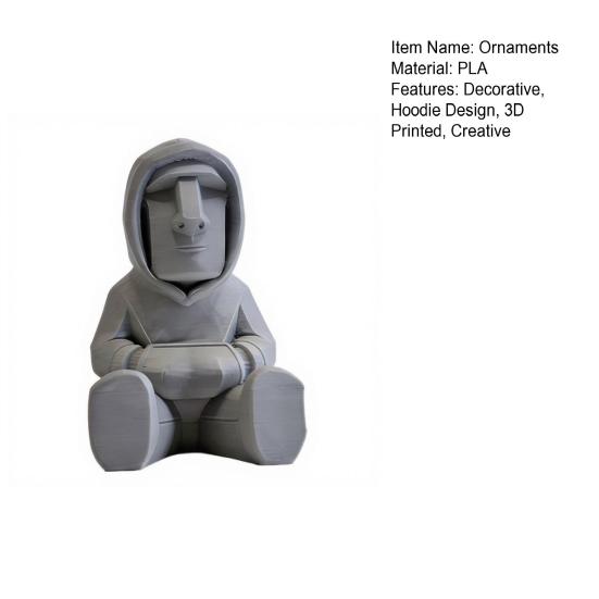 baizihuahu 3D Printed Moai Statue Ornament, Mini Compact Easter Island Stone Figurine Desktop Decor, Modern Hoodie Figurine, Sitting Sculpture