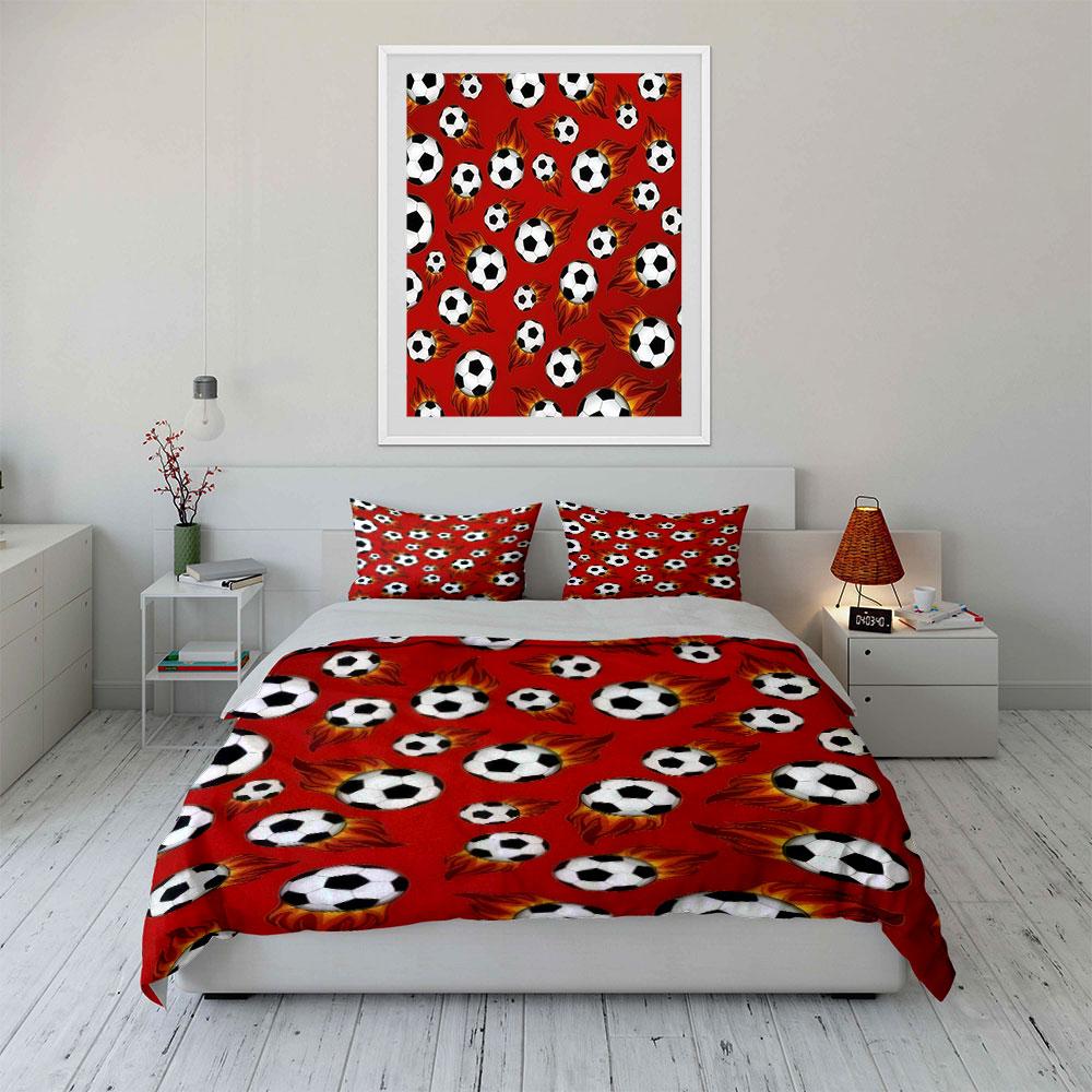 Soccer Themed Three-Piece Set Soft Comfortable Duvet Cover Bedding Set Included 1*Duvet Cover & 2*Pillowcases, Gift