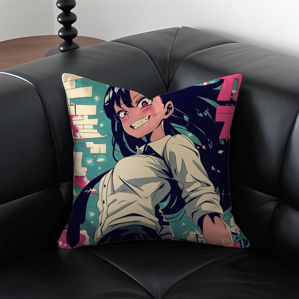 anime comedy NNagatoro SSan Cushion Cover Pillow Case Antidustmite Invisible zipper silky plush cushion