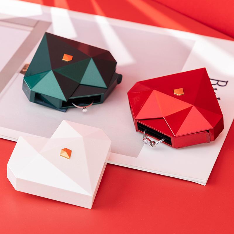 Heart Shaped Diamond Ring Box Automatic Pop-up Proposal Surprise Ring Case Jewelry Storage For Girl Wedding Christmas Gifts