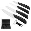 Ballery Ceramic Knives, Set of 5 Ceramic Kitchen Knives, (6" Chef's Knife, 5" Utility Knife, 4" Paring Knife,