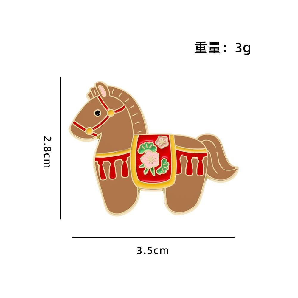 Year of the Horse Brooch New Year's Gift Metal Badge Money Soon Holiday Blessings Zodiac Horse Pin Accessories