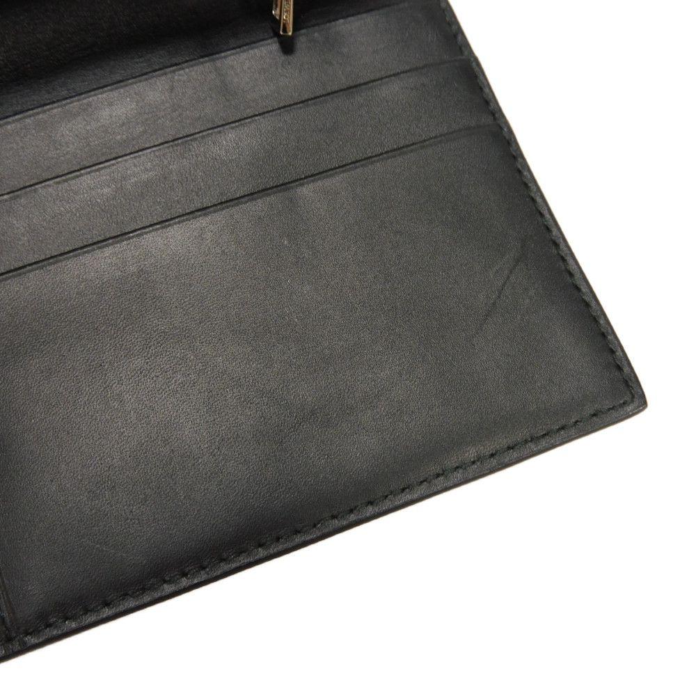 Used 12695 Linen Long Horizontal Wallet 101.79.978 7940 Textured Calfskin Bifold Anagram Embossed Black Men's from