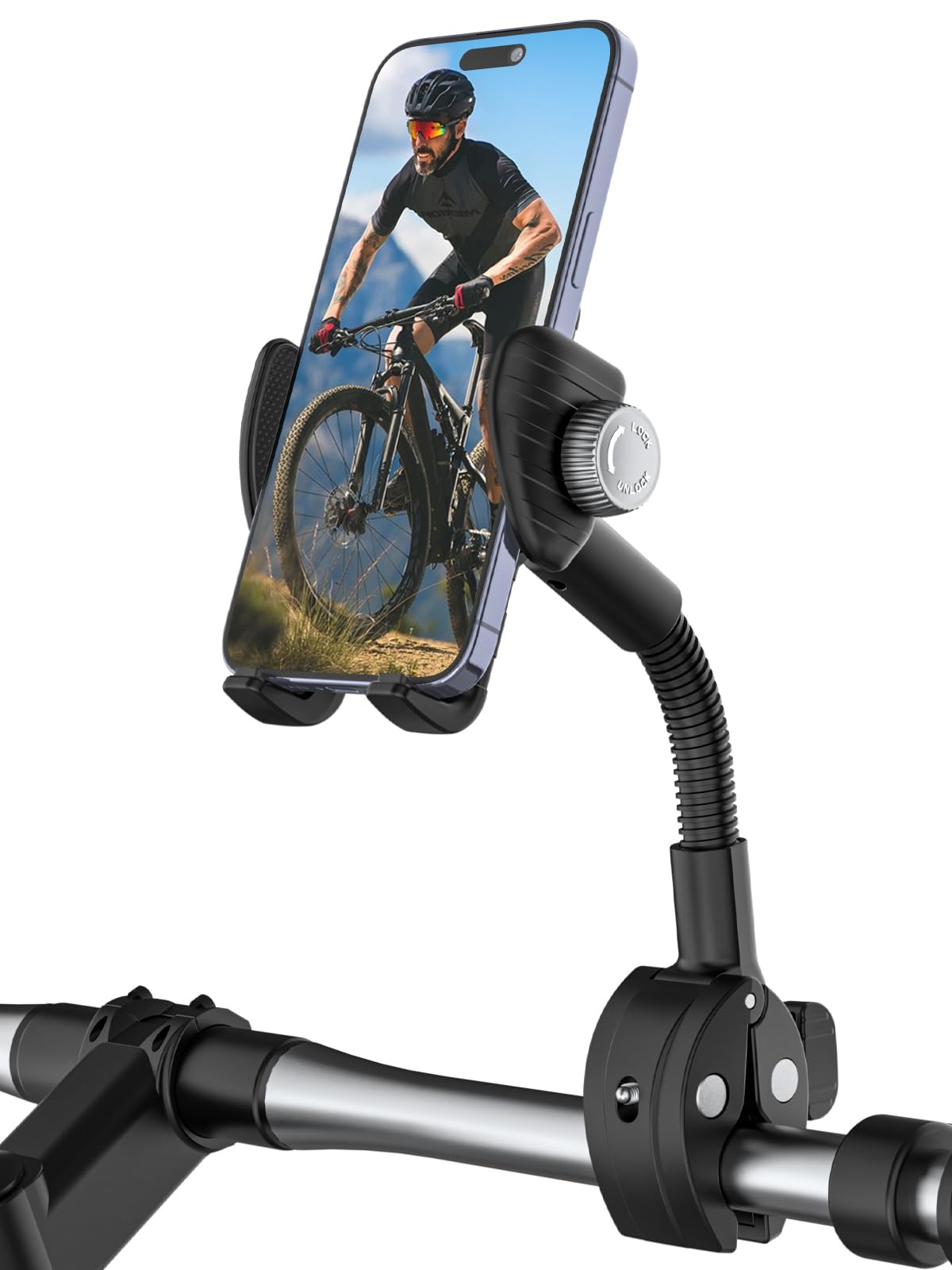 

Woleyi Bicycle Smartphone Motorcycle Phone Holder with Road Bike Smartphone 360 Degree Drop Easy to Attach and Compatible with iPhone Huawei P30 and